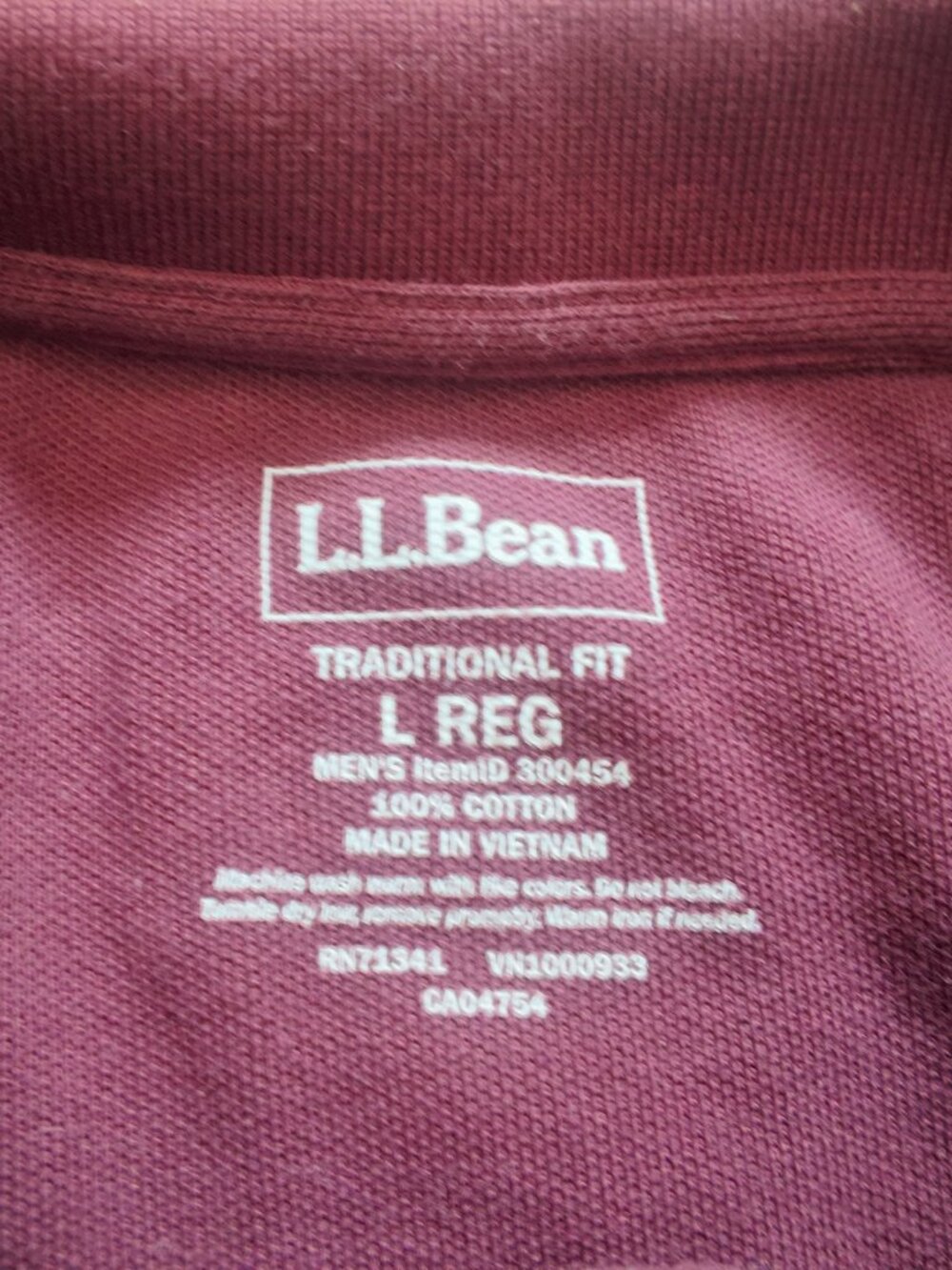 Maroon L.L Bean Men´s Traditional Fit Short-Sleeve Pique Polo Size Large - Picture 3 of 5